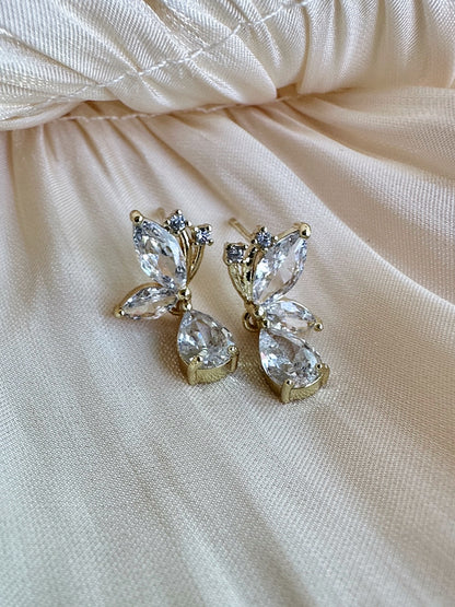 Crystal Petal Drop Earrings