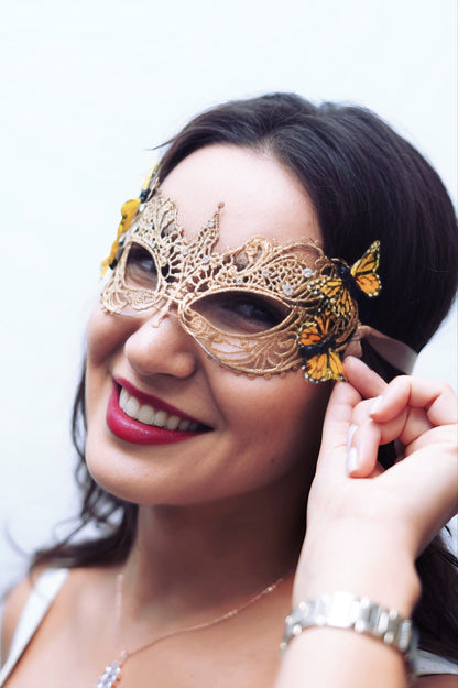 Ana Lace Mask - Monarch Butterfly