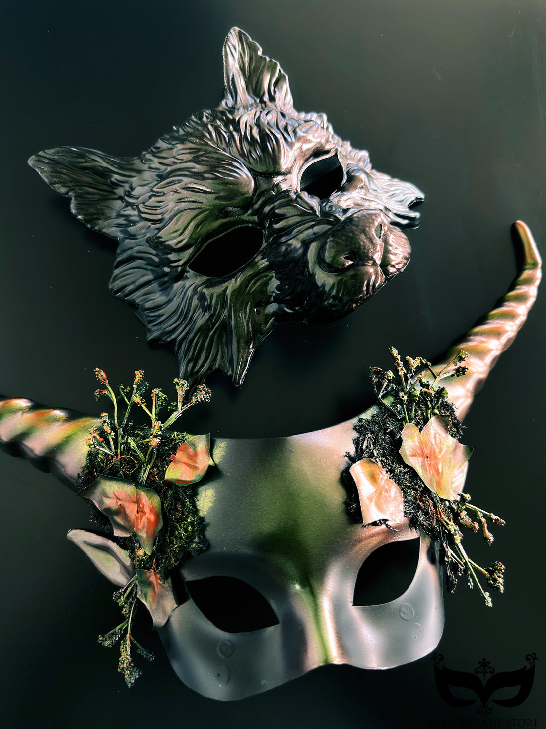 Lunar Thicket - Forest Wolf &amp; Floral Horn Couples Set