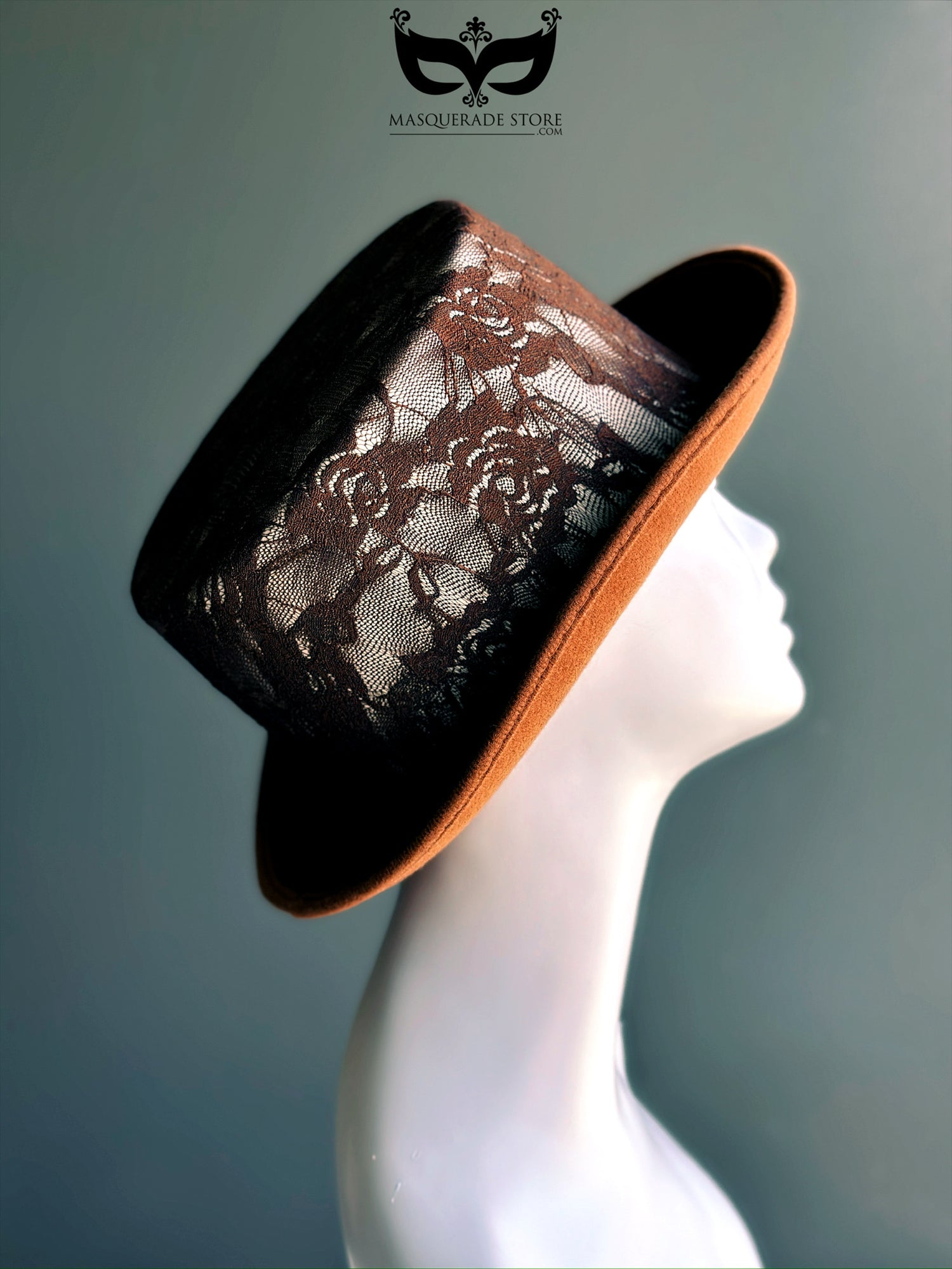 Velvet Veil – Brown Lace Top Hat
