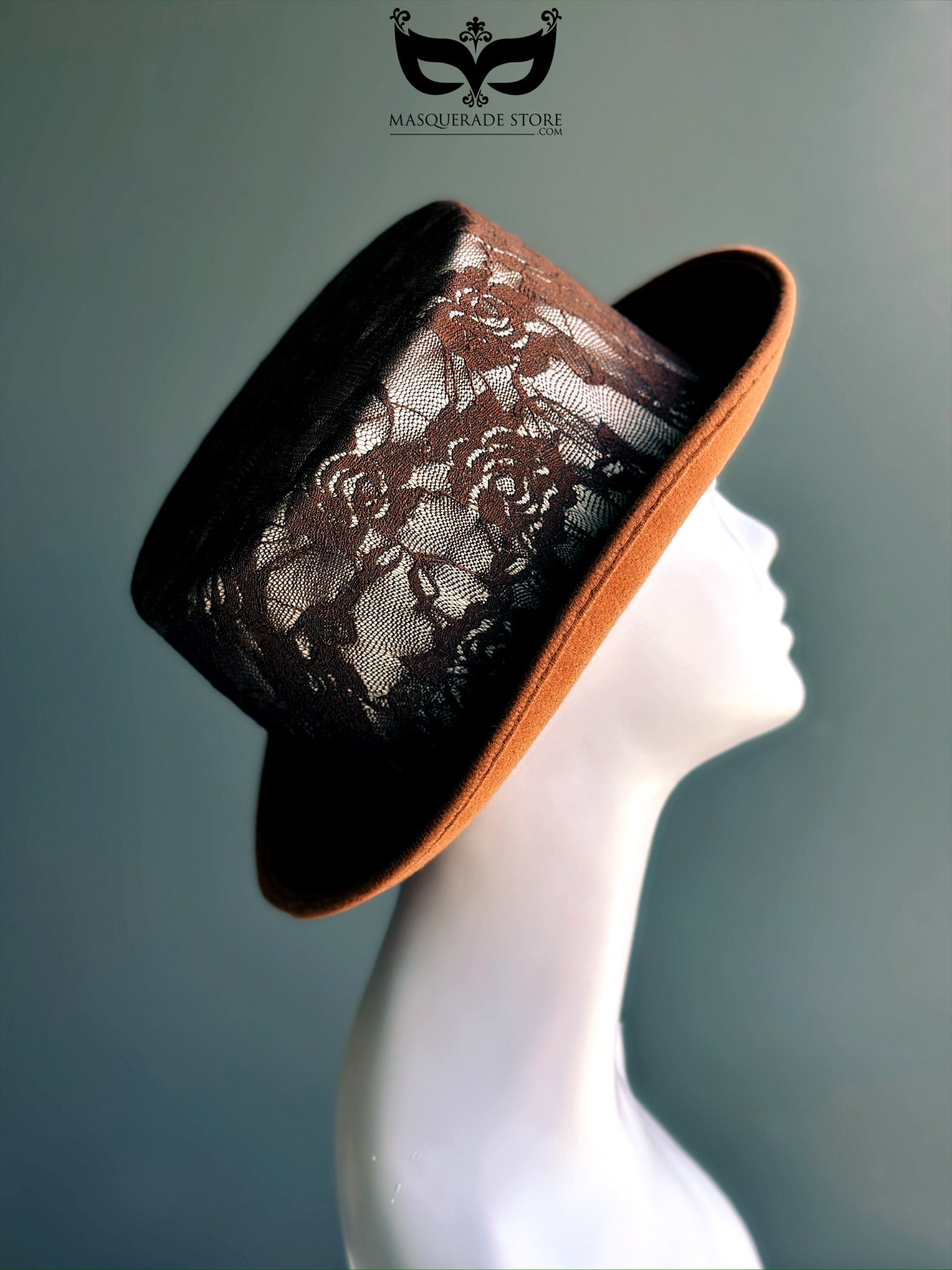 Velvet Veil – Brown Lace Top Hat