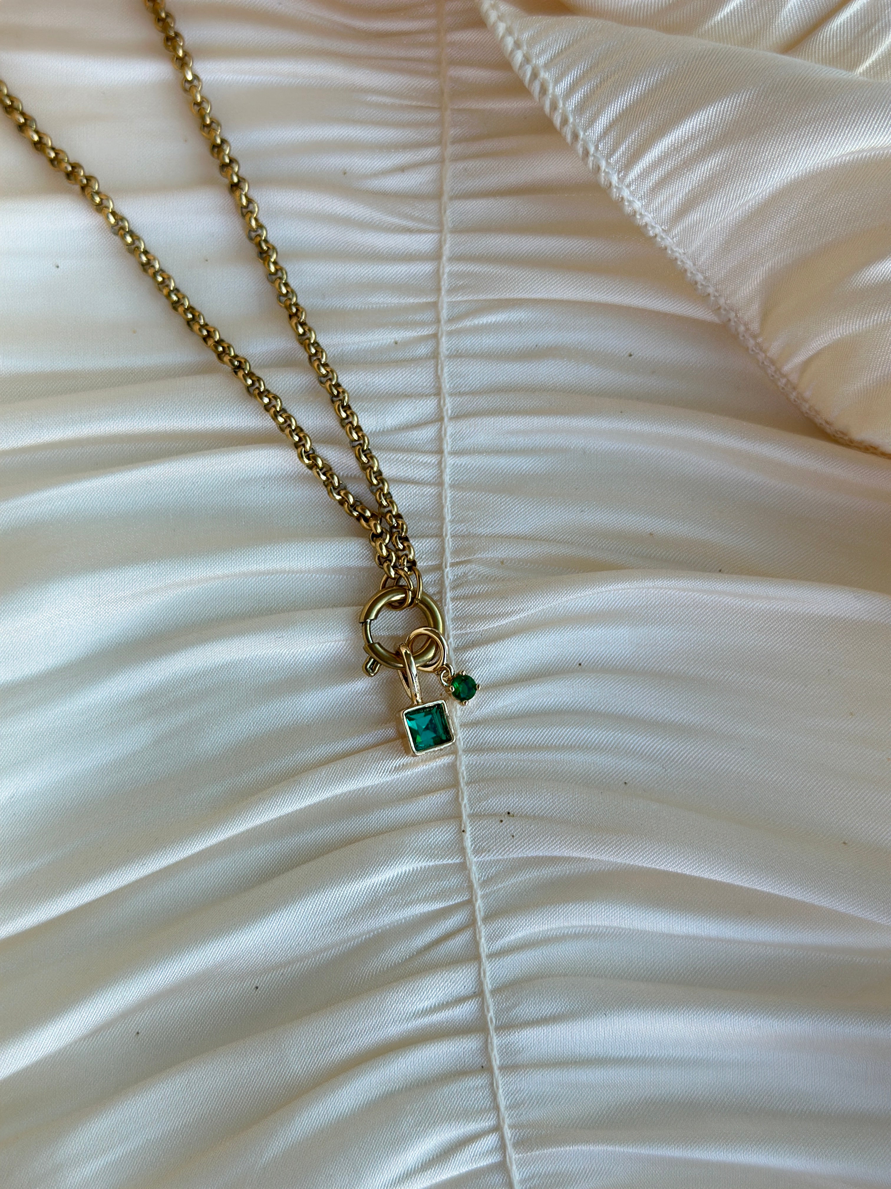 Elara Dual Charm - Necklace (Green)