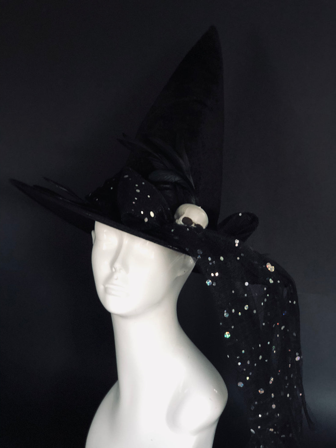 Witch Hat - Skull Bow Veil