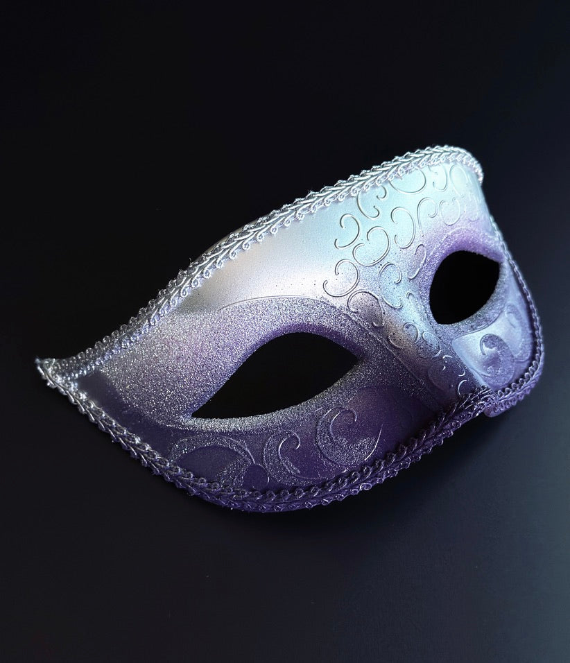Mens Silver &amp; Purple Ombre Venetian Masquerade Mask