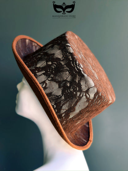 Velvet Veil – Brown Lace Top Hat