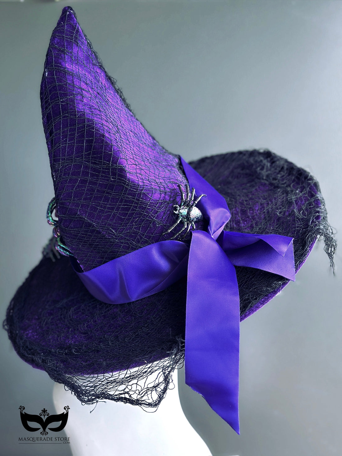 Purple Witch Hat with Flower &amp; Spider