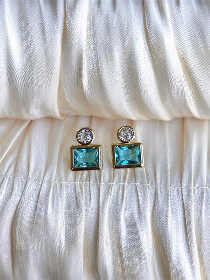 Aqua Lumen Duo Stud Earrings