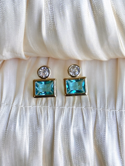 Aqua Lumen Duo Stud Earrings
