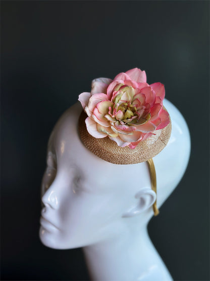 Blush Pink Floral Straw Fascinator Headband