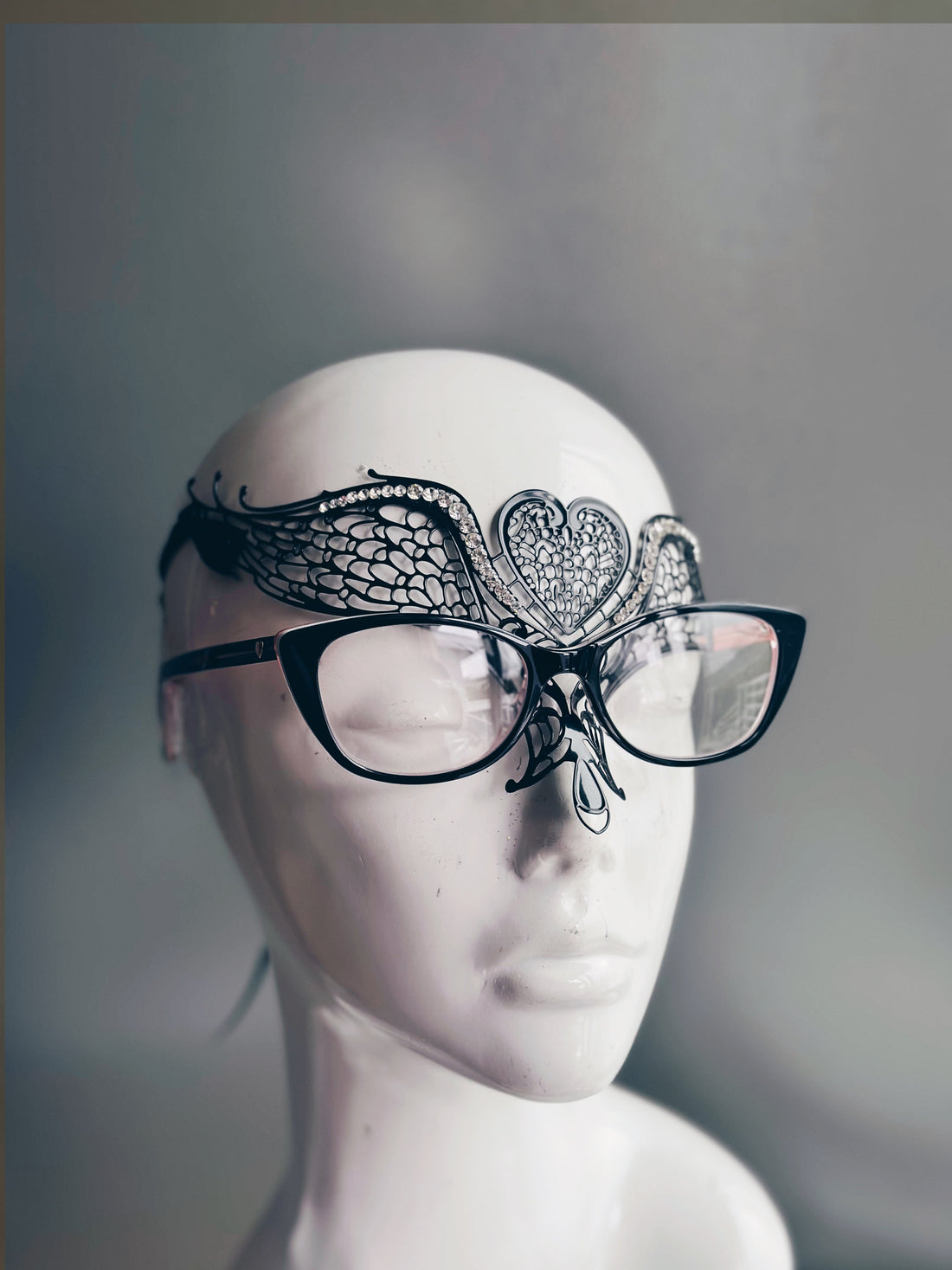 Eyeglass Mask - Green Feathers