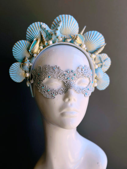 Mermaid Crown And Mask - Turquoise/Gold