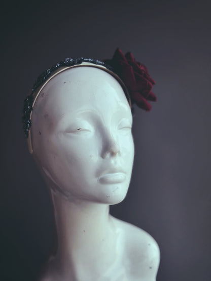 Burgundy Rose Embellished Headband