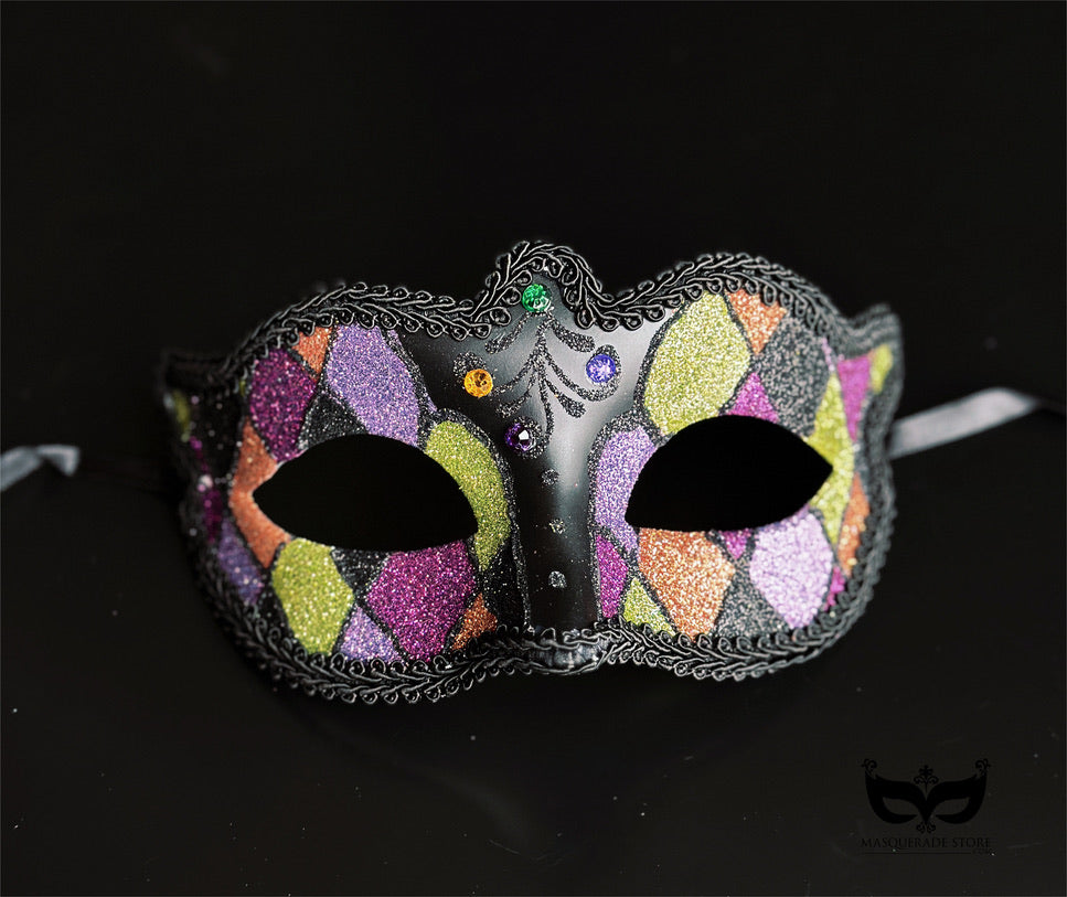 Bulk Masks - Midnight Harlequin Glitter Collection