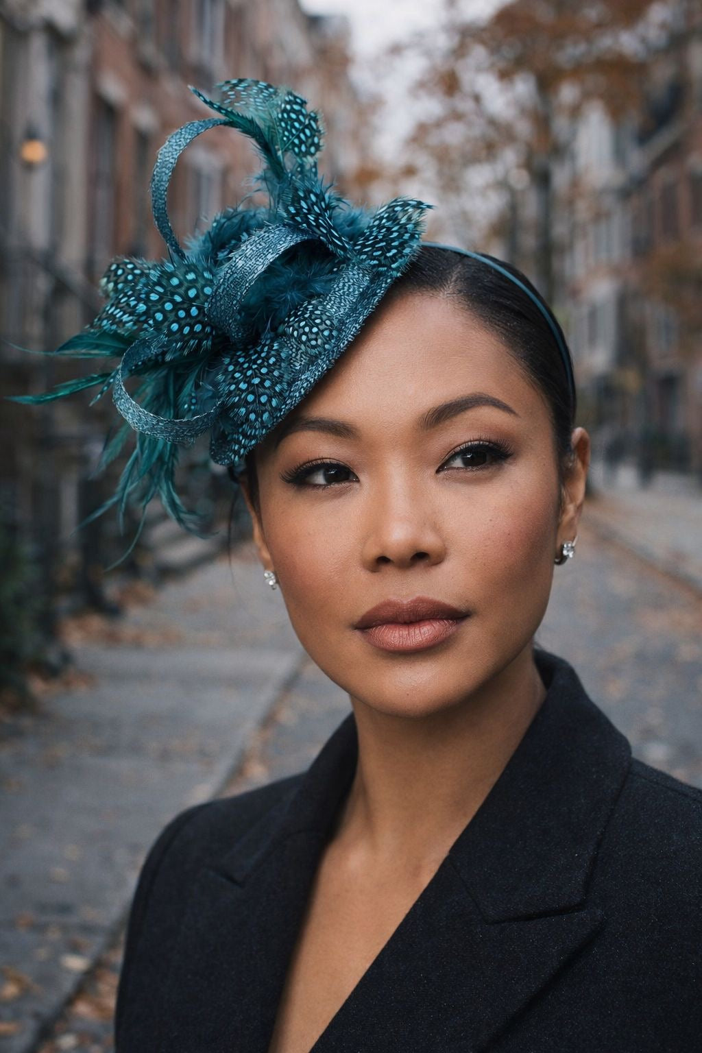 Teal Feather Fascinator Hat