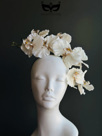Orchid Fascinator - Ivory Cream