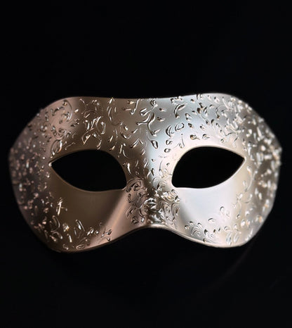 Champagne Gold Masquerade Mask with Floral Filigree