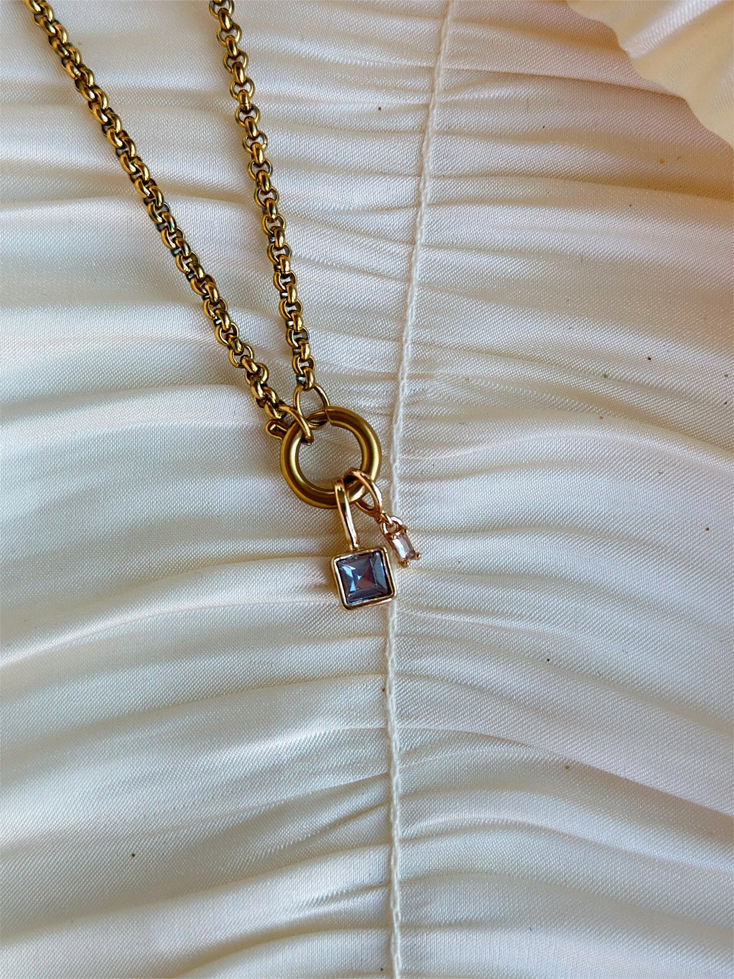 Elara Dual Charm - Necklace (Light Purple/ Opal)