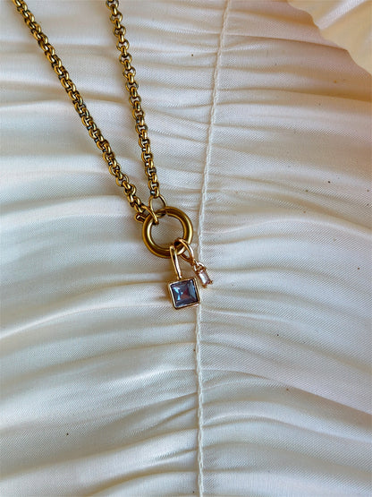 Elara Dual Charm - Necklace (Light Purple/ Opal)