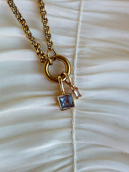Elara Dual Charm - Necklace (Light Purple/ Opal)