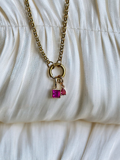 Elara Dual Charm - Necklace (Pink)