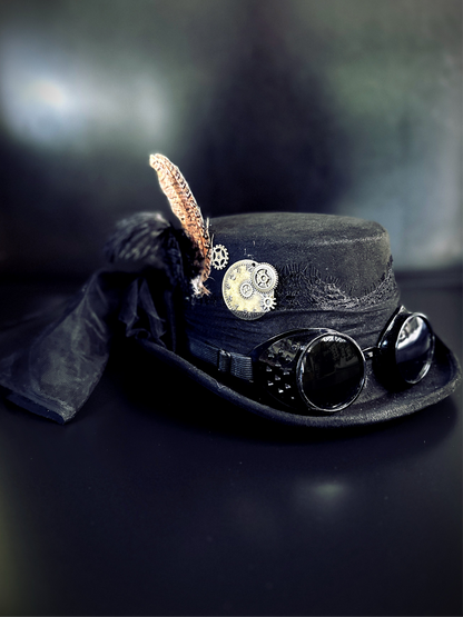 Steampunk Veil Hat - Black