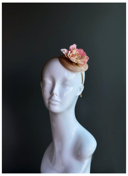 Blush Pink Floral Straw Fascinator Headband