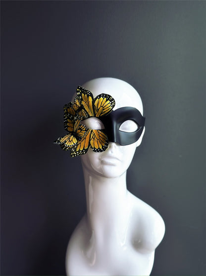 Butterfly Mask - Black and Yellow Monarch