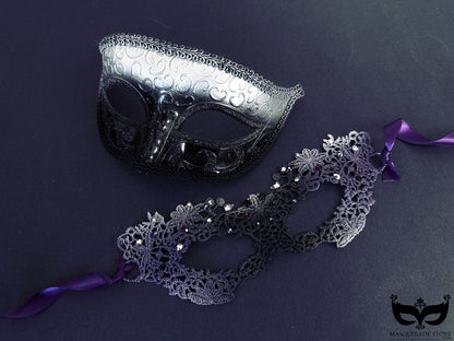 Purple Glam Couple’s Mask Set