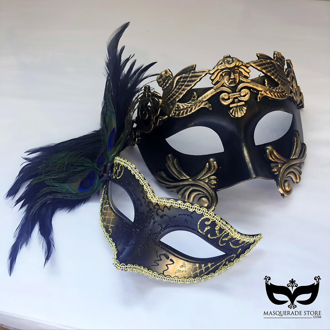 Regal Mirage – Black Gold Couples Masks