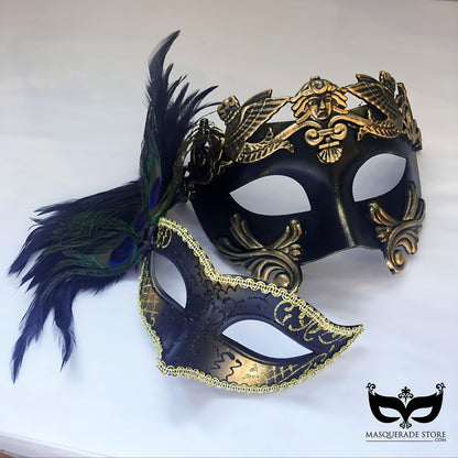 Regal Mirage – Black Gold Couples Masks
