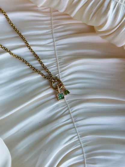 Elara Dual Charm - Necklace (Light Green)