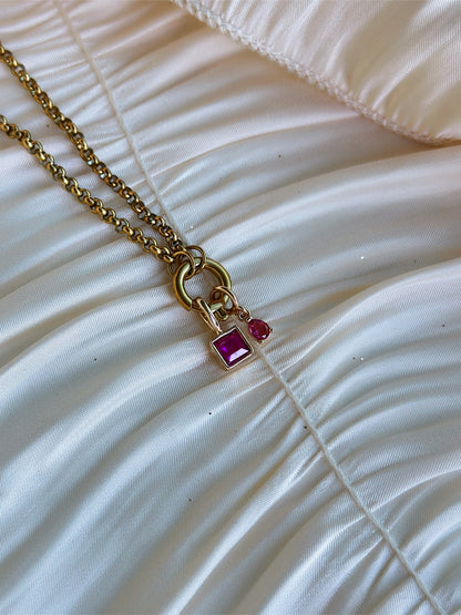 Elara Dual Charm - Necklace (Pink)