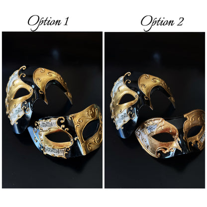 Venetian Harlequin Masks - Gold/Black