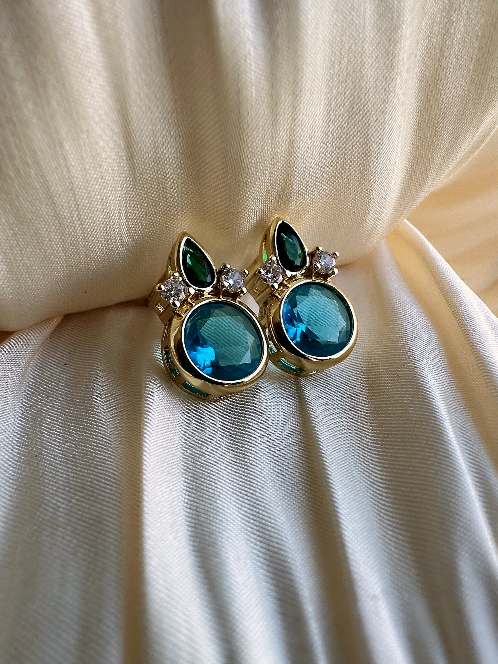 Verdant Tide Gem Stud Earrings