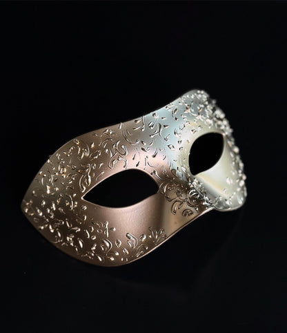 Champagne Gold Masquerade Mask with Floral Filigree