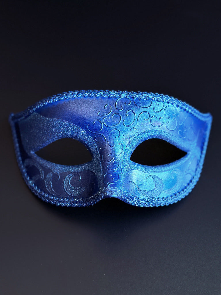 Mens Royal Blue &amp; Silver Venetian Masquerade Mask