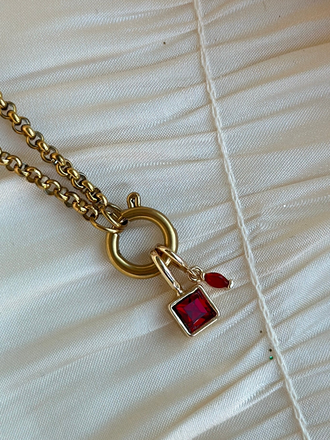Elara Dual Charm - Necklace (Ruby Red)