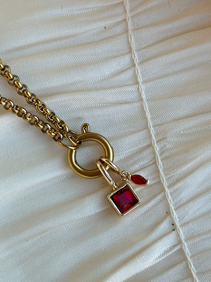 Elara Dual Charm - Necklace (Ruby Red)