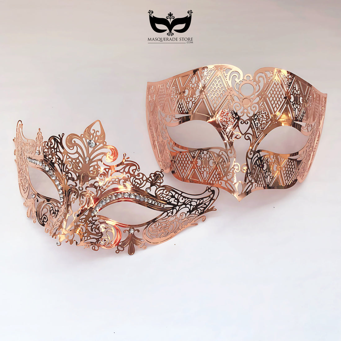 Metal Venetian Masks - Rose Gold