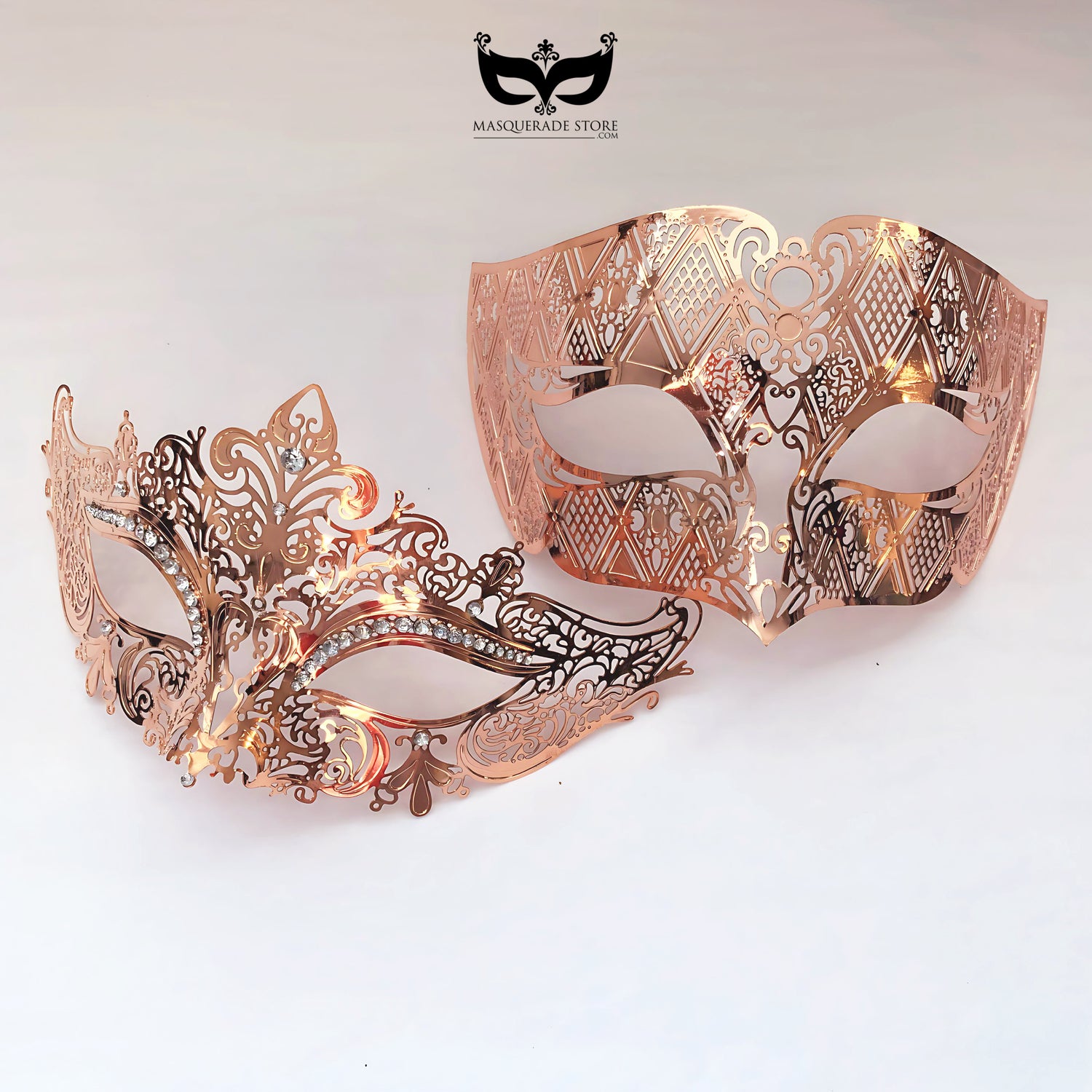 Metal Venetian Masks - Rose Gold