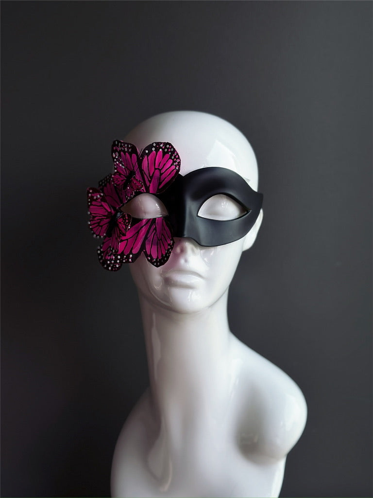 Butterfly Mask - Black and Pink