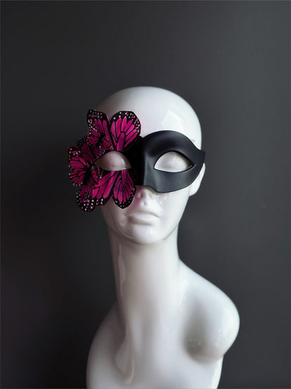 Butterfly Mask - Black and Pink