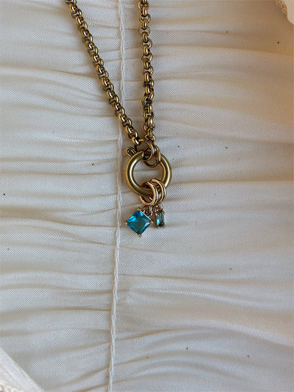 Elara Dual Charm - Necklace (Aqua)