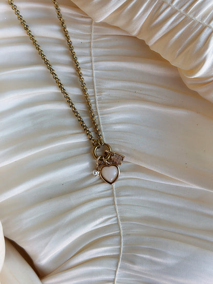 Golden Heart Lock Charm Necklace