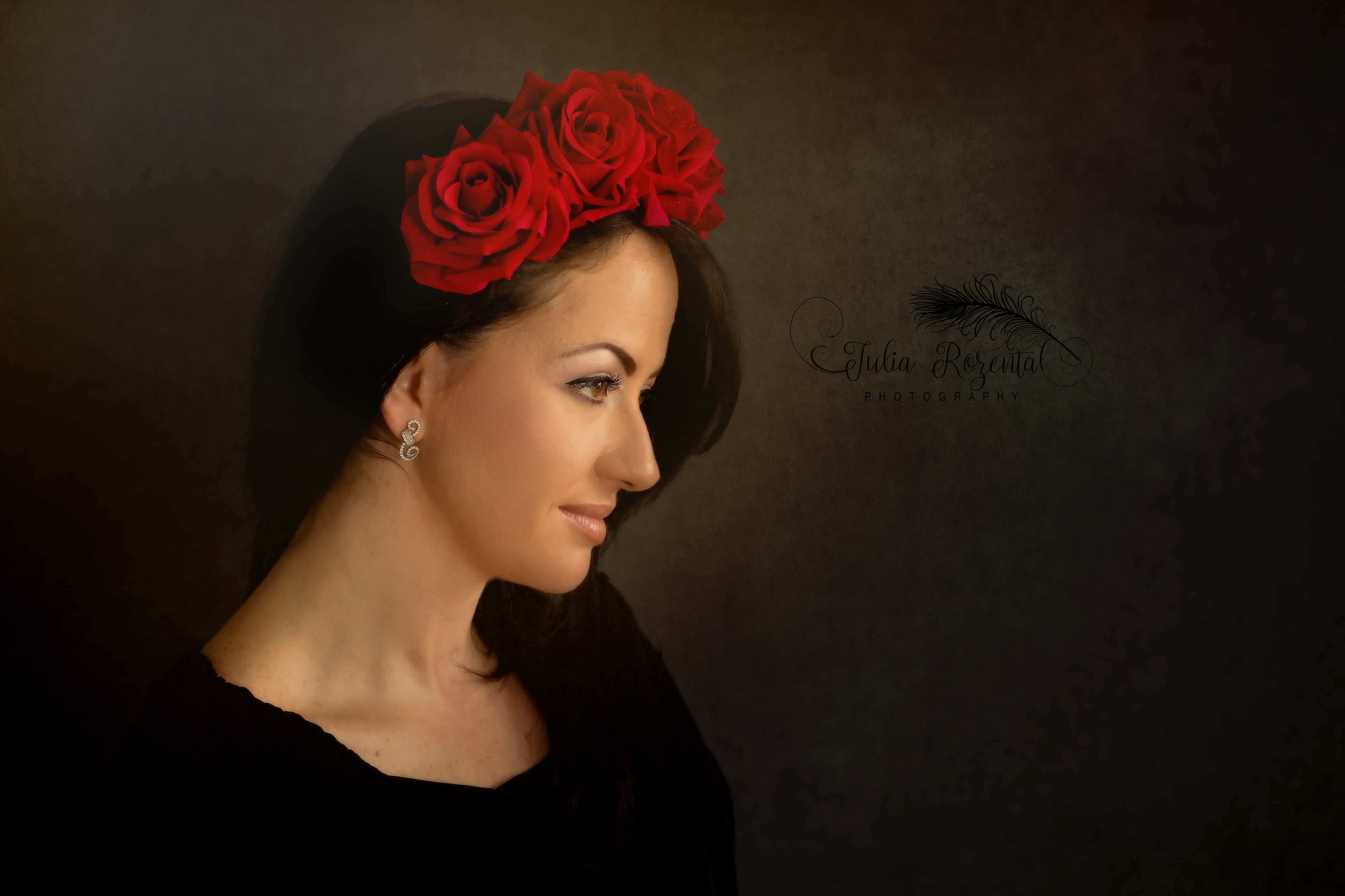 Scarlet Rose Floral Crown - Wine Red/True Red