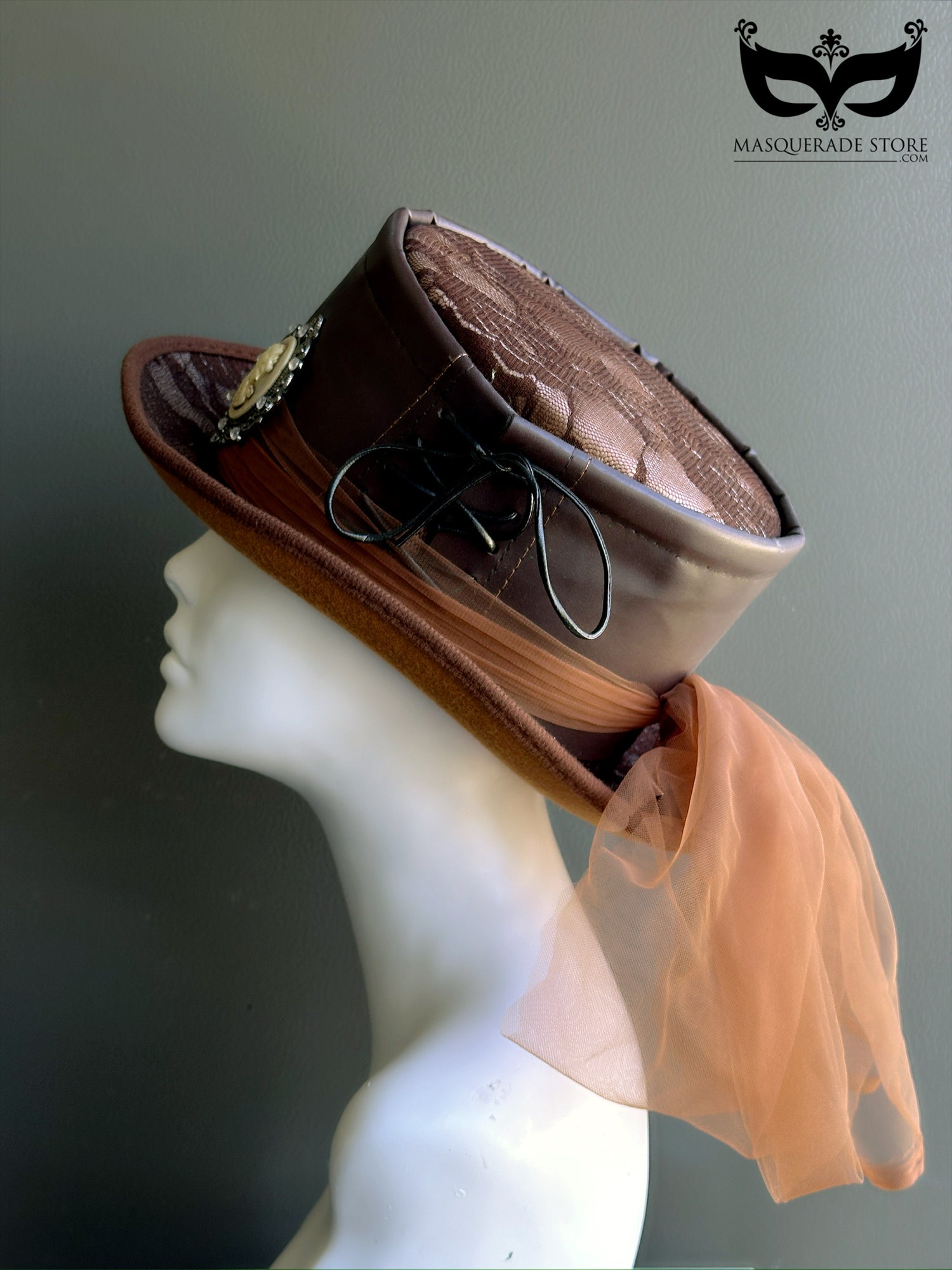 Victorian Echo – Brown Lace Top Hat
