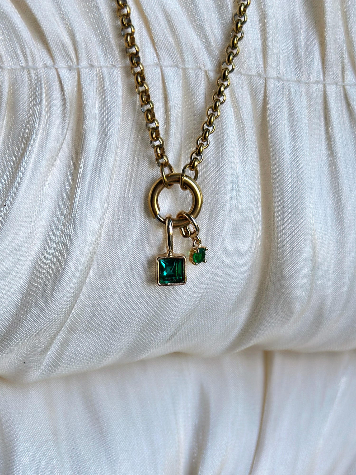 Elara Dual Charm - Necklace (Green)