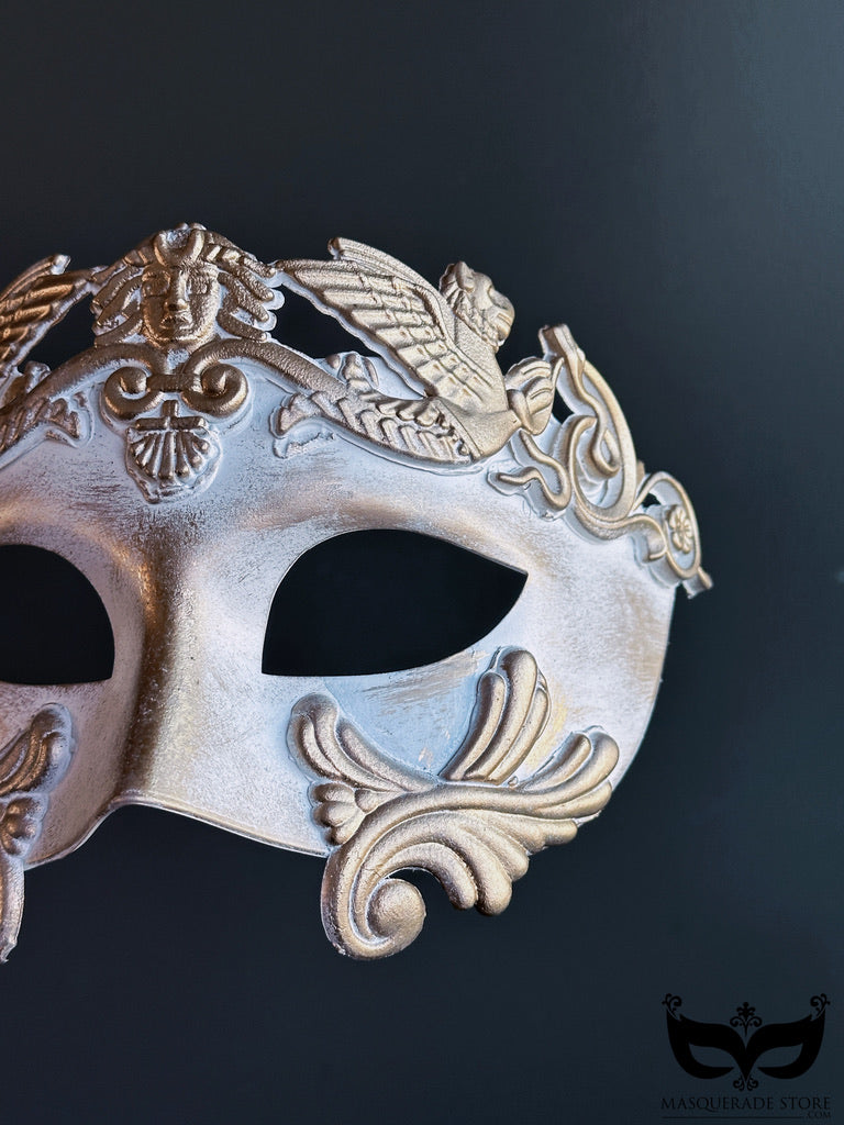 Gladiator Mask - White / Gold