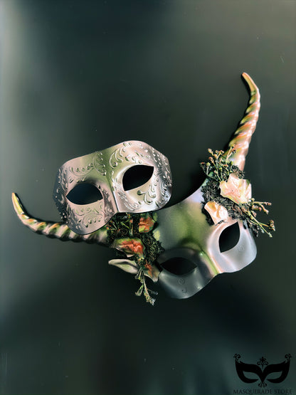 Thorn &amp; Vow -  Bronze Forest Couples Mask Set