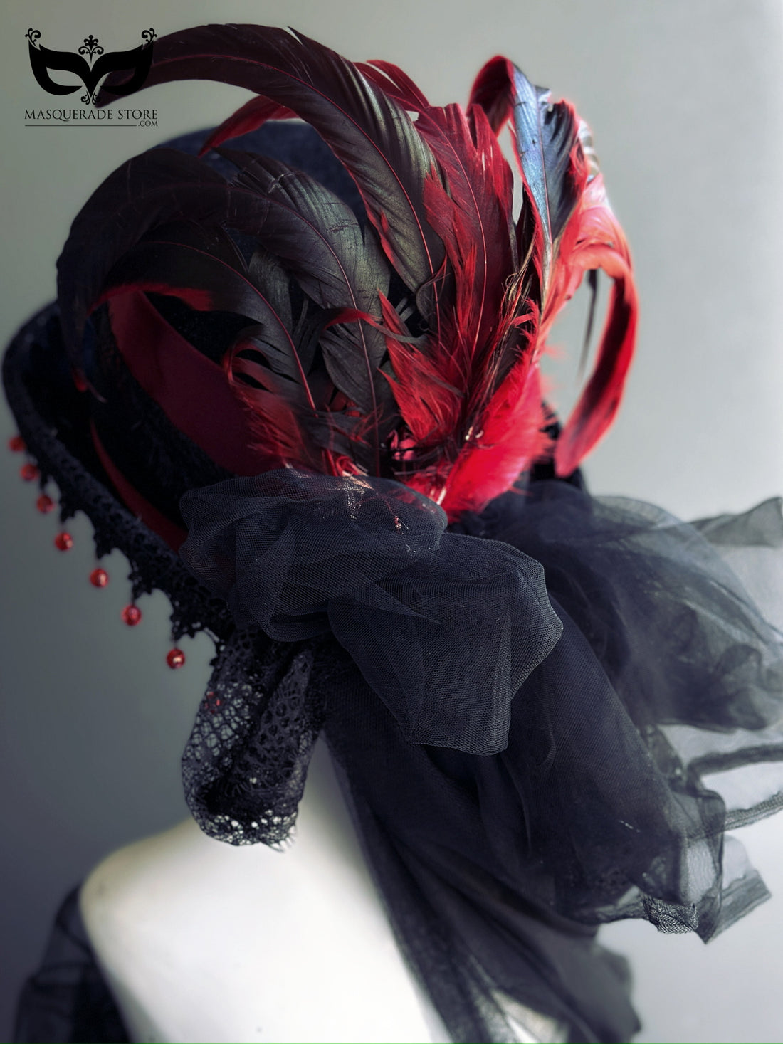 Crimson Widow – Black Red Fascinator Hat